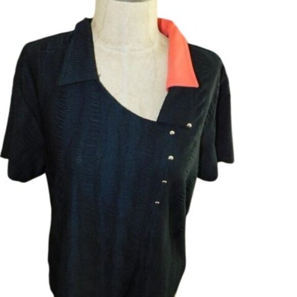 Jamie Sadock Size L Large Black multi Artsy Unique Golf Tennis Pickleball Top - Picture 1 of 2